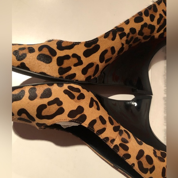 NWT in box sleek Kelsi Dagger leopard print calf hair patent leather wedges 8.5 - Picture 4 of 8